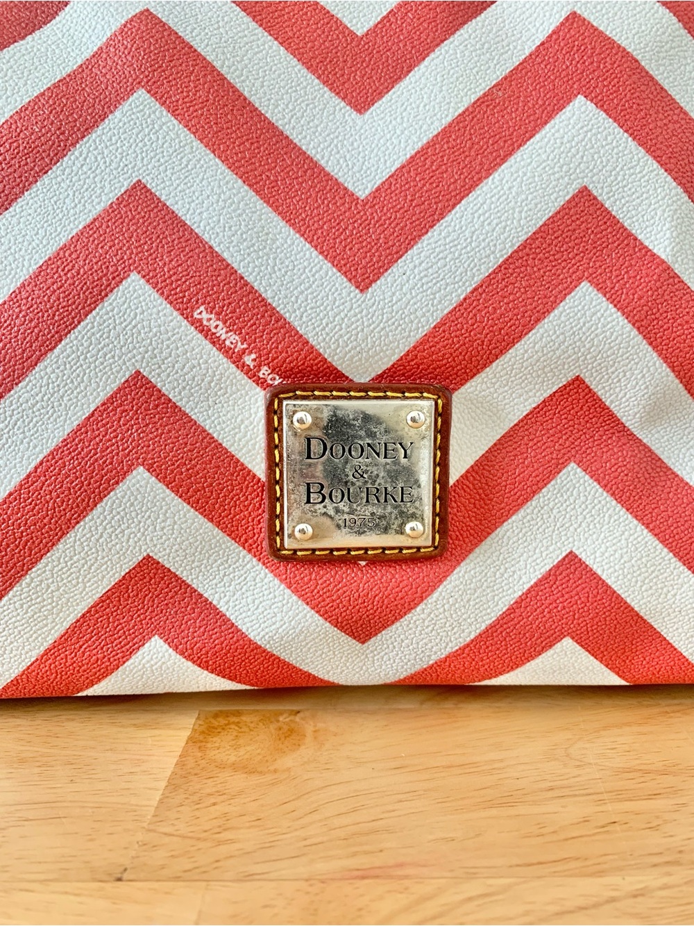 Dooney & Bourke Red Chevron Zip-Top Tote - Picture 2 of 14